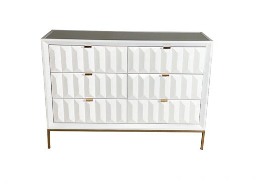 Verona Glass Top 6 Drawer Chest